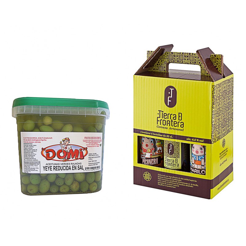 Aceitunas aliñadas Yeye y Cervezas Artesanales Piconera, Tierra de Frontera y Mariloli Aceitunas aliñadas Yeye y Cervezas Artesanales Piconera, Tierra de Frontera y Mariloli