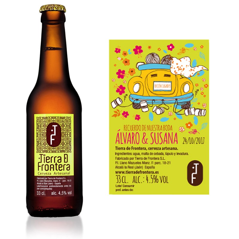 Cerveza Artesanal Tierra de Frontera (Estilo Pale Ale) 33 cl + Etiqueta personalizada para Bodas