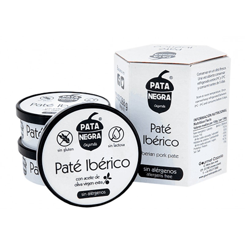 Pack de 3 latas de Paté Ibérico con Aceite de Oliva Virgen Extra Pata Negra 96 g Pack de 3 latas de Paté Ibérico con Aceite de Oliva Virgen Extra Pata Negra 96 g
