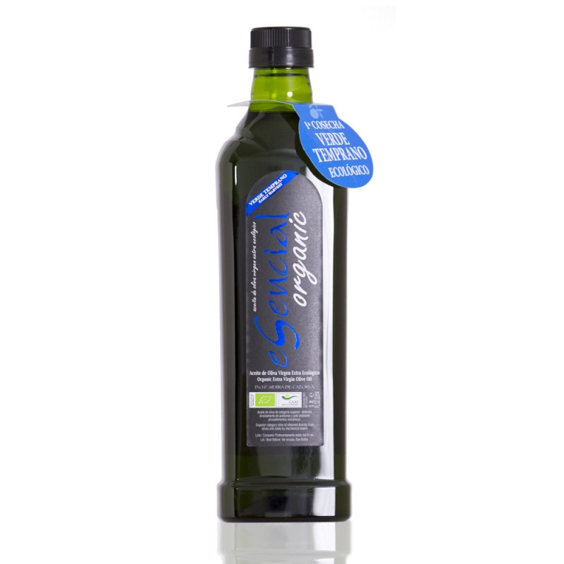 Botella de 1 litro de AOVE eSencial organic 1ª cosecha Verde Temprano Ecológico, variedad Picual D.O. Sierra de Cazorla (Jaén)