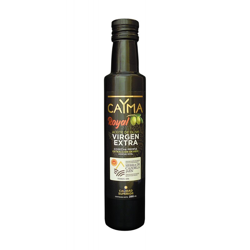 Botella de 250 ml de Aceite de Oliva Virgen Extra Cosecha propia variedad Royal D.O. Sierra de Cazorla CAYMA