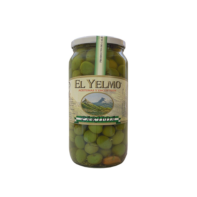Aceituna Aliñada Verde tipo Partida o Machacada 575 g Aceitunas y Encurtidos El Yelmo
