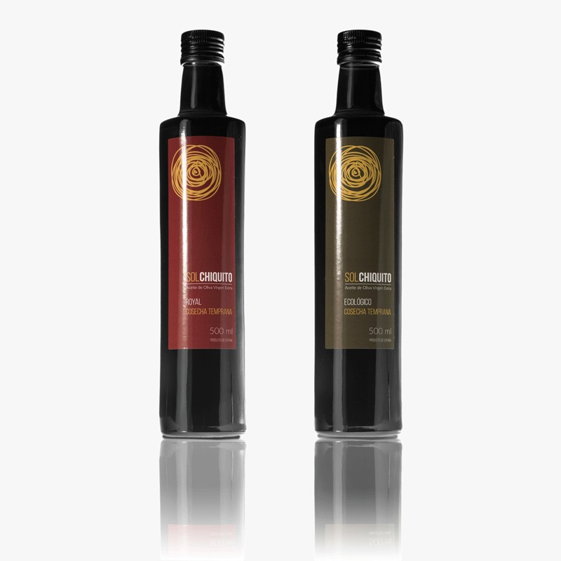 Aceites de Oliva Virgen Extra Royal y Picual Ecológico de Cosecha Temprana 500 ml Sol Chiquito Aceites de Oliva Virgen Extra Royal y Picual Ecológico de Cosecha Temprana 500 ml Sol Chiquito