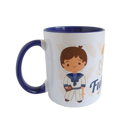 Taza azul dibujo comulgante