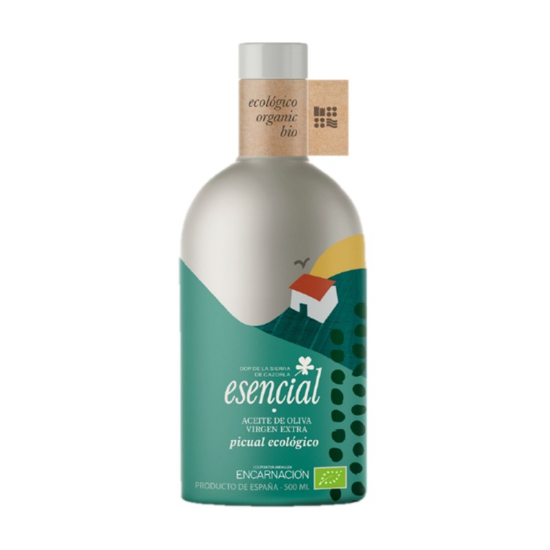 AOVE esencial Ecológico organic bio variedad Picual D.O. Sierra de Cazorla 500 ml AOVE esencial Ecológico organic bio variedad Picual D.O. Sierra de Cazorla 500 ml