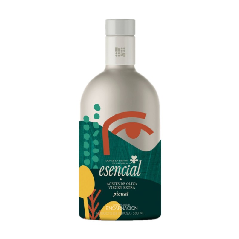 Botella de cristal de 500 ml de AOVE Verde variedad Picual D.O. Sierra de Cazorla Botella de cristal de 500 ml de AOVE Verde variedad Picual D.O. Sierra de Cazorla