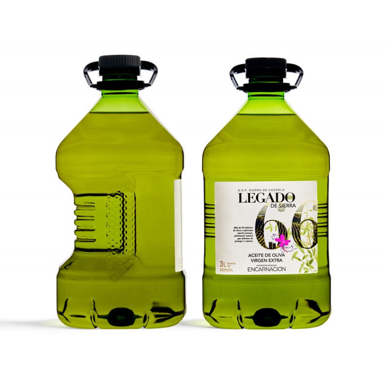 Caja con 4 garrafas de Aceite de Oliva Virgen Extra Picual D.O. Sierra de Cazorla Garrafa PET 3 l Legado de Sierra Caja con 4 garrafas de Aceite de Oliva Virgen Extra Picual D.O. Sierra de Cazorla Garrafa PET 3 l Legado de Sierra
