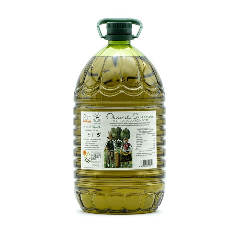 Caja de 3 garrafas de Aceite de Oliva Virgen Extra Picual D.O. Sierra de Cazorla Garrafa PET 5 l - Olivar de Quesada Caja de 3 garrafas de Aceite de Oliva Virgen Extra Picual D.O. Sierra de Cazorla Garrafa PET 5 l - Olivar de Quesada