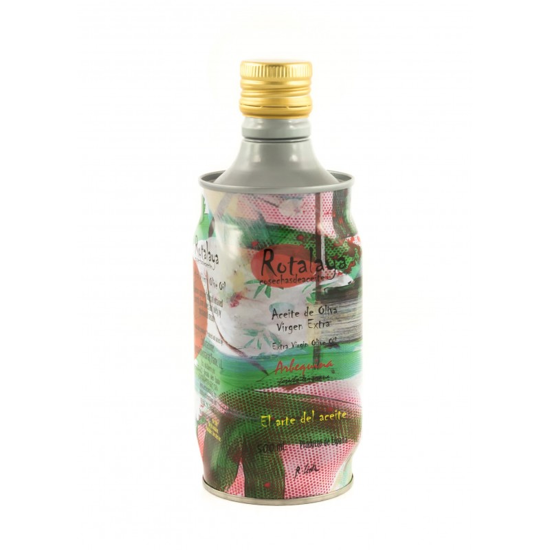 Lata de 500 ml Aceite de Oliva Virgen Extra variedad Arbequina de cosecha temprana Rotalaya 500 ml Lata de 500 ml Aceite de Oliva Virgen Extra variedad Arbequina de cosecha temprana Rotalaya 500 ml