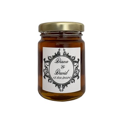 Miel Pura Artesanal de Flores 125 g con pegatina personalizada para detalles de boda, comunión, bautizo...