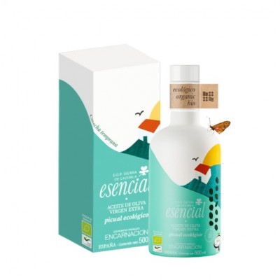 AOVE esencial Ecológico organic bio variedad Picual D.O. Sierra de Cazorla 500 ml con estuche regalo