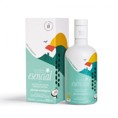 AOVE esencial Ecológico organic bio variedad Picual D.O. Sierra de Cazorla 500 ml con estuche regalo